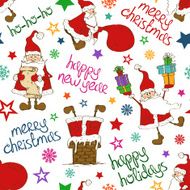 Christmas And New Year Seamless Pattern With Funny Santa Claus