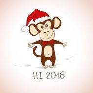 New Year Greeting Card With Funny Monkey N2