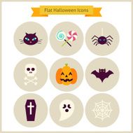 Flat Halloween Icons Set N2