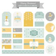Christmas Retro Snowman Set - Tags Labels Cards Banners