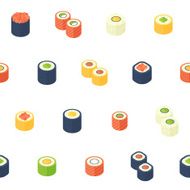 Flat isometric sushi seamless pattern