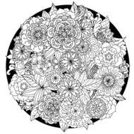 Circle floral ornament Hand drawn art mandala Made by trace N2