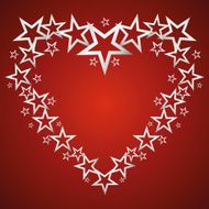 Silver stars in the shape of heart vector