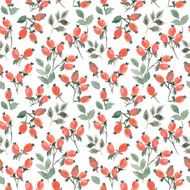 hand drawn red watercolor berries seamless pattern