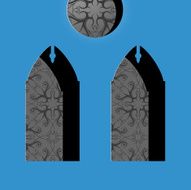 Church windows in simple cartoon drawing style