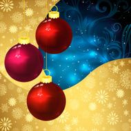 Glass balls golden snowflakes and frosty patterns N2