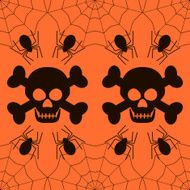 Seamless Halloween pattern of skulls and spiders