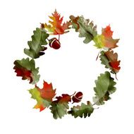 watercolor wreath of oak leaves N2
