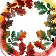 watercolor wreath of oak leaves N5