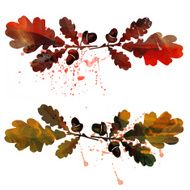 watercolor wreath of oak leaves N8
