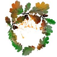 watercolor wreath of oak leaves N10