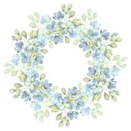 Branch with delicate flowers Watercolor wreath 3