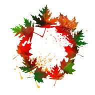 watercolor wreath of maple leaves N2