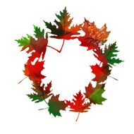 watercolor wreath of maple leaves N3