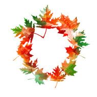 watercolor wreath of maple leaves N4
