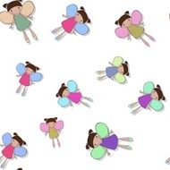 Seamless pattern with cute smiling fairy on white N2