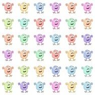 Seamless pattern with smiling eggs on white