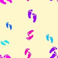 Baby footprints seamless background on yellow