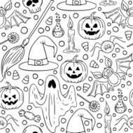 Halloween seamless Black and white pattern