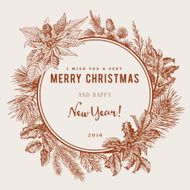 Vintage vector card Merry Christmas And Happy New Year