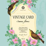 Two birds in the wild rose bushes