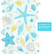 Seamless border with sea elements