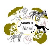 Background with savanna animals N2