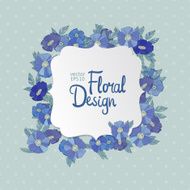 Blue floral border made with wildflowers N15