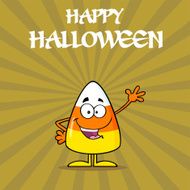 Candy Corn Waving A Greeting With Background 2