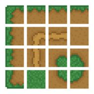 Box game level vector objects - land bush road forest