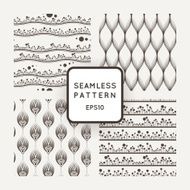 Set of four vector seamless patterns with flowers and wavy N2