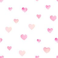 Watercolor seamless vector pattern with hearts for Valentine Day