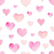 Watercolor seamless vector pattern with hearts for Valentine Day N2