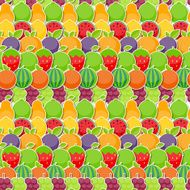 Seamless Pattern Background from Apple Orange Plum Cherry