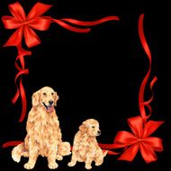 dog and ribbon illustration N2