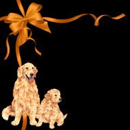 dog and ribbon illustration N3