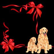 dog and ribbon illustration N5
