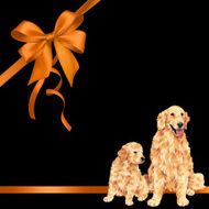 dog and ribbon illustration N7