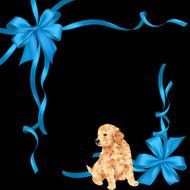 dog and ribbon illustration N9