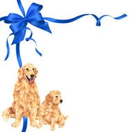 dog and ribbon illustration N10