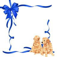 dog and ribbon illustration N11