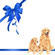 dog and ribbon illustration N14