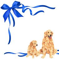 dog and ribbon illustration N17