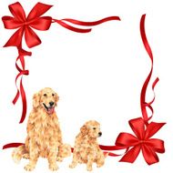 dog and ribbon illustration N21