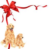 dog and ribbon illustration N22