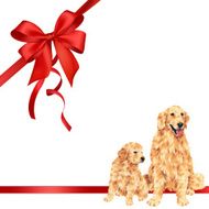 dog and ribbon illustration N25