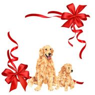 dog and ribbon illustration N26