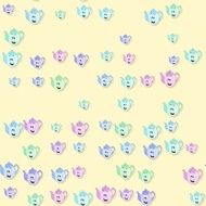 Seamless pots pattern with drop shadow on yellow N2