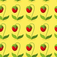 Ripe red strawberries with green leaves seamless pattern Vector