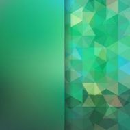 abstract background consisting of green triangles and matt glas